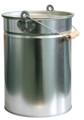 Kamino-Flam Zink-Ascheeimer mit Deckel - Kohleneimer klein, 14l - Kohleeimer verzinkt - Zinkeimer / Asche-Mülleimer als Kamin-Zubehör, für den Grill & für Kohlen