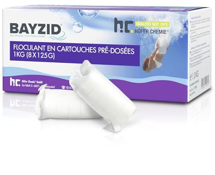 Höfer Chemie Flockkartusche Pool 1kg Bayzid - Flockungsmittel Pool | Filtert Verunreinigungen in Pool & Schwimmbad mit Sandfilteranlagen - Einfache Dosierung