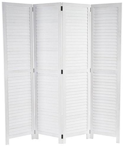 Mendler Paravent HWC-C30, Raumteiler Trennwand Sichtschutz, Shabby-Look Vintage, 170x160cm - weiß