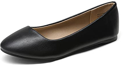 DREAM PAIRS Dam Sul-Simple Ballerina Walking Flats skor, Svart/PU, 40.5 EU
