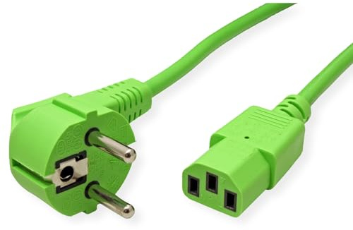 ROLINE Câble d'alimentation I Connecteur type F vers IEC 320-C13 femelle I Câble de prolongation PC I vert 1,8 m