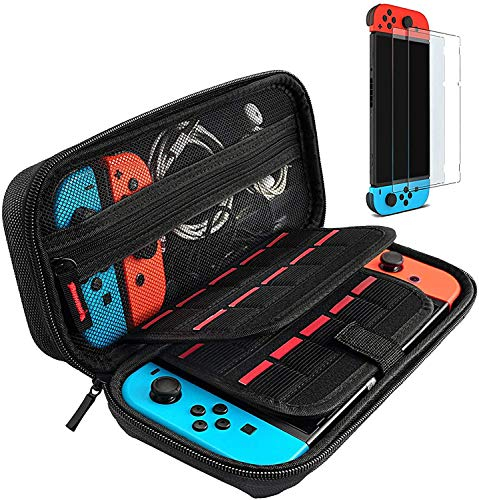 daydayup Borsa Compatibile con Nintendo e Nuovo Switch OLED, Borsa rigida per Nintendo Switch, Borsa Protettiva con Borsa per 20 Giochi, Accessori per Console-Nero
