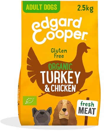 Edgard & Cooper organiskt torrfoder för hundar – (ekologisk kalkon och kyckling 2,5 kg), spannmåls- och glutenfri, naturliga ingredienser och färskt kött, fulla av viktiga aminosyror för hälsosamma