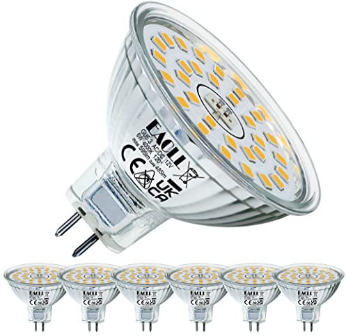 EACLL Lampadine LED GU5.3 MR16 6W Equivalente a Alogena 50W, Pacco da 6, 485lm 4000K Bianco Naturale, Faretti AC/DC12V senza Sfarfallio, Angolo a Fascio 120° Spot, Non dimmerabile Lampade Riflettore