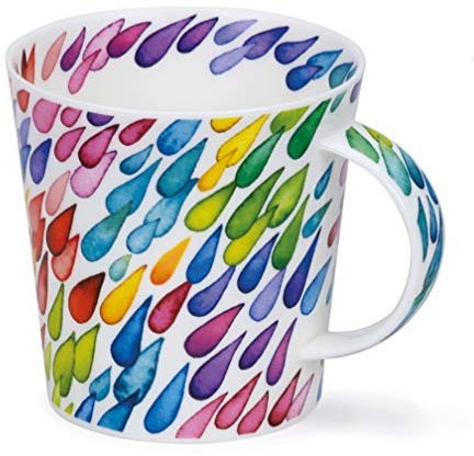 Dunoon Taza de porcelana fina fabricada en Inglaterra, diseño de gotas de lluvia monzón, 480 ml, apta para lavavajillas (diagonal)