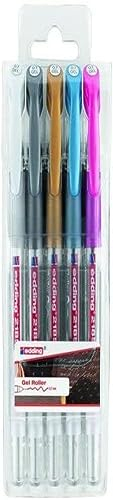 edding 2185 Gelroller - gold, silber, weiß, blau-metallic, pink-metallic - 5er Set - 0,7 mm - Gelstifte zum Schreiben, Malen, Mandala, Bulletjournal - Gelschreiber, Gelmalstifte