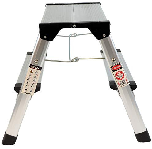 Excel Aluminium Stool Ladder 2 Tread Heavy Duty Folding Hop Up
