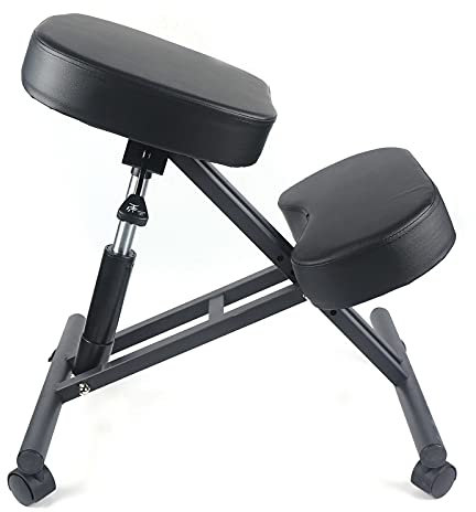 kangten Kniestuhl Orthopädischer Computerstuhl Gesundheitsstuhl Kniehocker Schwarz 250LB mit Rollende Räder zu Verbessert Haltung & Rückenschmerzen