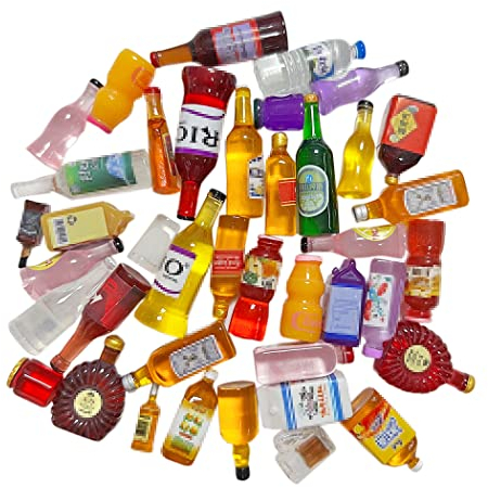 Borsgye 40 PCS Miniature Beer Bottles - Mixed Resin Sets for Handcraft, Scrapbook, Phone Case Decor - Random Pack
