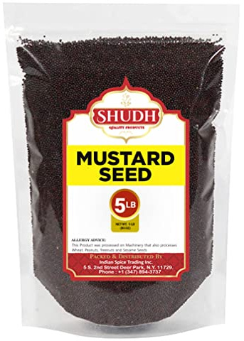 SHUDH Black Mustard Seed 5 LB | 80 oz | Whole Spice (Kali Rai) ~ All Natural | Gluten Friendly | NON-GMO | Vegan | Indian Origin