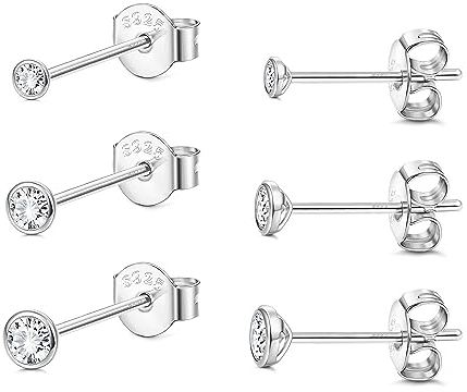 Chriscoco Silber 925 Ohrringe - Damen Herren Ohrstecker Hypoallergen Mit Cubic Zirkonia - Kleine Ohrstecker Set Mit Schmuckschatulle