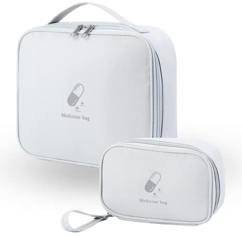 2 Stück Erste-Hilfe-Tasche für Reisen, tragbare medizinische Tasche, leere Erste-Hilfe-Box, geschichtete Medizintasche für Camping, Wandern, Reisen, Zuhause, Auto, Büro, Notfall