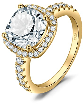 JewelryPalace Cuscino 3ct Diamante Simulato Zirconi Anello Donna Argento 925 per Anniversario, Matrimonio, Promessa, Fidanzamento - Solitario in Oro, Gioielli