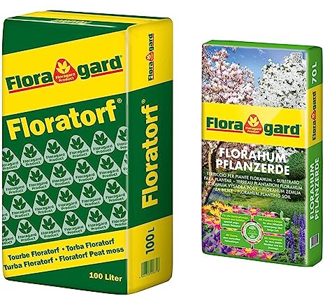 Floratorf 100 Liter - Reiner ungedüngter Weißtorf zur Bodenverbesserung oder als Einstreu für Kleintiere & Florahum Pflanzerde 70 L • Universalerde • für Blumenbeete