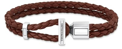 THOMAS SABO Lederarmband doppelt in Braun Silber 925 Sterlingsilber, Geschwärzt, Leder