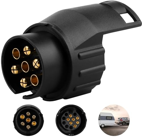 Anhänger Adapter, Adapter 7 auf 13 Polig, Adapter für PKW und 12V Wasserdicht Adapter Anhänger 7 auf 13 für Anhängerkupplung, Adapter für Pkw, Kfz und LKW (7 auf 13)