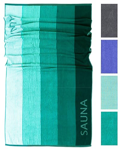 Lashuma großes Saunahandtuch 85x200 cm, Helsinki XXL Saunatuch in Grün | 480 GSM Frottee aus 100 % Baumwolle, saugstark und weich, für Damen und Herren, geeignet für Sauna, Wellness und Bad
