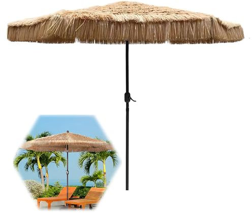 PQPQLI Sombrilla Terraza Exterior Sombrilla De Playa De Paja, Anti-Uv Parasol Jardin, Con Manivela Parasol Exterior, Sombrilla Playa Plegable, Para Terraza Playa Piscina Mercado Patio Exterior