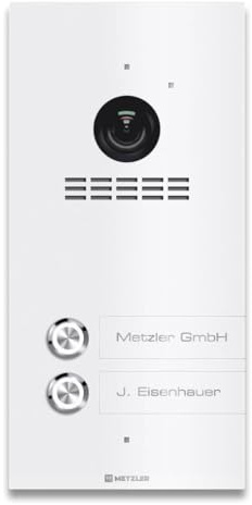 Metzler® Video Türsprechanlage mit HD-Kamera und Türöffnerfunktion Verkehrsweiß IP65 vandalismussicher App-Steuerung 10 Jahre Ersatzteilverfügbarkeit für 2-Familienhaus Modell Kian