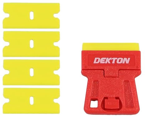 Dekton Mini Scraper with 5 Plastic Blades | Ideal for Glass, Tile and Marble Scraping | Standard Single-Edge Blade | Easy Push-Button Blade Change | Safe Storage with Retracted Blade Design