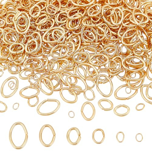 arricraft 600 Stück Echte 18K Vergoldete Offene Ovale Biegeringe 6 Größe 304 Verbindungsringe Aus Edelstahl Goldene Biegeringe Charms Zum Basteln von Schmuck Armbändern Und Halsketten
