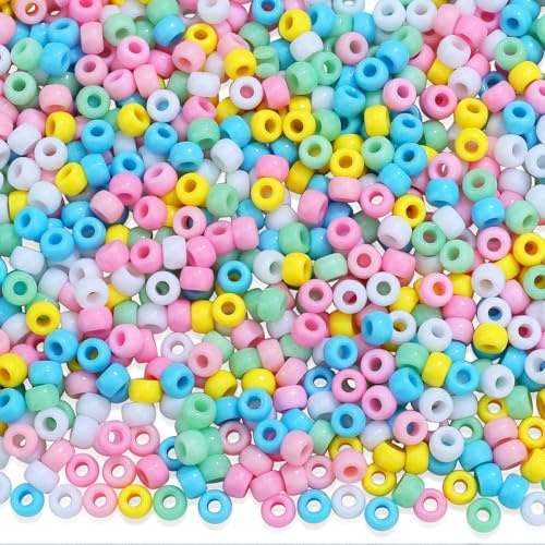 GUJOXILA 1000 Stück Macaron-Farbe Pony Perlen mit Zum Auffädeln Große Loch | 6x9mm Kandi Beads Bastelperlen Pony Beads Perlen Set für Armbänder Halsketten Schlüsselanhänger Schmuckherstellung