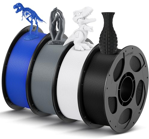 ANYCUBIC PLA Filament 1.75mm, Einfach zu drucken, Haltbarer, 4KG Set | Haltbarer, Stärkere Zähigkeit 3D Drucker Filament, Wiederverwendbare Spule PLA, Schwarz Weiß Blau Textur Grau