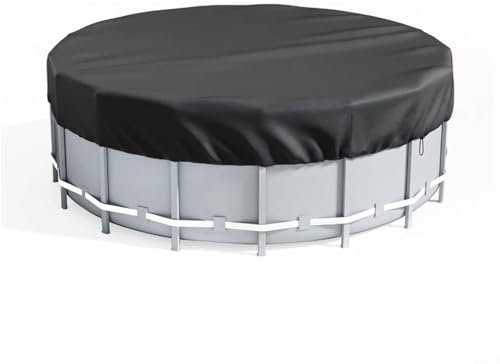 WIIYENA Round Solar Pool Cover 210D Oxford Cloth Heat Absorbing Drawstring Design 5 Sizes for Swimming Pools Trampolines Pet Pools Tubs (15FT)