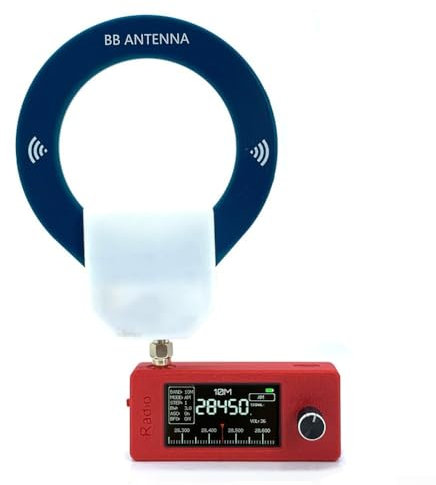 Receptor de radio digital portátil, SI47320 FM/AM/LSB/USB receptor de banda de aire con antena de bucle de banda ancha, batería integrada de 800 mAh (rojo brillante)