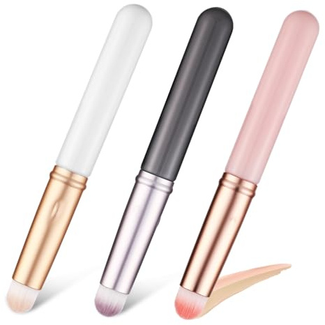 ERINGOGO 3stücke Concealer Pinsel Für Gesicht Und Augen Mit Abdeckkappen Synthetische Borsten Für Make-up Applikation Geeignet Für Concealer Puder Und Cremes