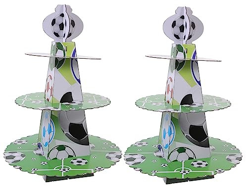 Zerodeko 2Pcs Cake Stand Decorative Cupcake Holder for Birthday Parties Unicorn Soccer and Panda Designs for Desserts and Cookies Display