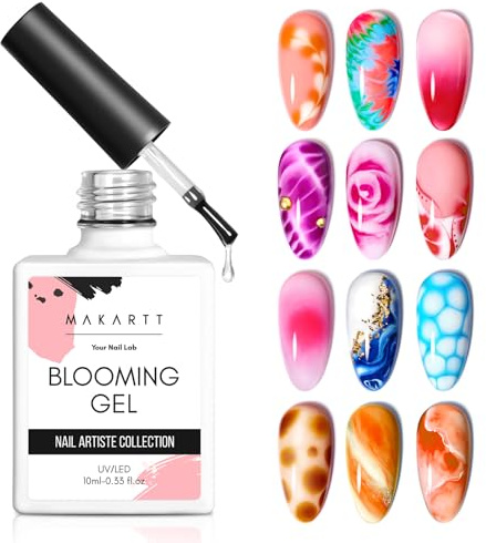 Makartt Blooming Gel UV Nagelgel Marmor Blumen Nail Art Klar 15ml | Klarer Blooming Gel Nagellack für Marmor und Aquarell Designs mit einfacher UV LED Nail Art Anwendung