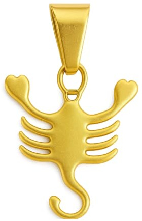 Vera Mentis Pendentif Signe Astrologique en Acier Inoxydable Doré – 12 Symboles du Zodiaque – Bijou Spirituel Mixte – Cadeau Énergétique Personnalisé Homme et Femme (Scorpion)