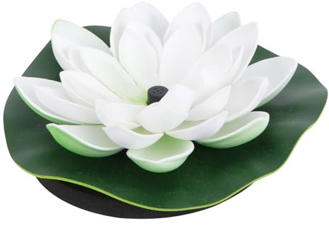 TOYZFRIENDY Fontaine Solaire Jardin Lotus Forme de Nénuphar Blanche Décor de Bassin et Aquarium Pompe Automatique sans Batterie Circulation Eau Oxygénante pour Étang et Jardin Extérieur
