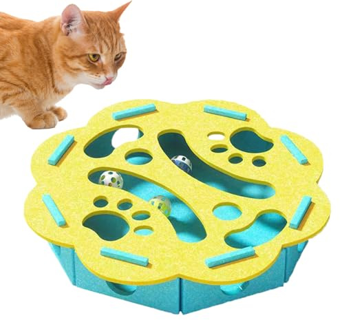 Xijobido Katzen Puzzle Futterball - Interaktive Indoor Filz Labyrinth Box Für Katzen | Bereicherungsspiel Zur Förderung Von Bewegungstraining Für Kätzchen Bei Mahlzeiten Und Geburtstag,Für Zuhause