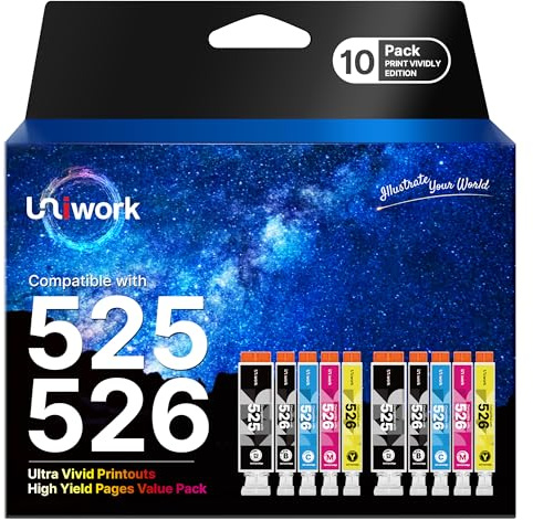 Druckerpatronen 525 526 PGI525 PGI-525 CLI-526 Kompatibel für Canon 525 526 | 525 526 für Canon MG 5350 Druckerpatronen für PIXMA MG5350 MG5150 MG5250 IP4850 IP4950 IX6550 MX885 MX715 MG6150 (10er-Pack)