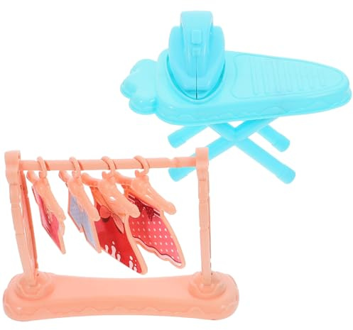 ERINGOGO Set Mini Fer à Repasser et Portant Vêtement pour Maison de Poupée Décoration Miniature Réaliste Kit de Meubles pour Jeu de Simulation