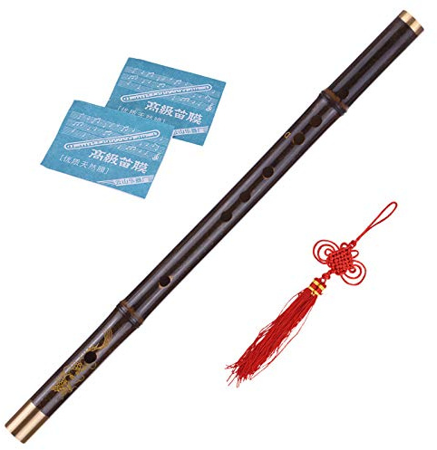Generisch Professionelle handgefertigte schwarze Bambus-Dizi-Flöte traditionelles chinesisches Holzblasinstrument mit reinem klarem Klang Ideal für Anfänger Aufführungsübungen
