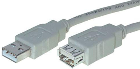 KesCom® USB 2.0 3m Verlängerung A-Stecker/A-Buchse in grau