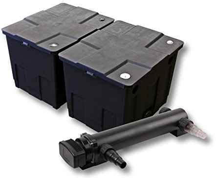 SunSun Komplettset: CBF-350B Teichfilter bis 60000 L Teichfilteranlage als Durchlauffilter, CUV-324 Teichklärer UVC Klärer mit 24 Watt UV-C Leistung
