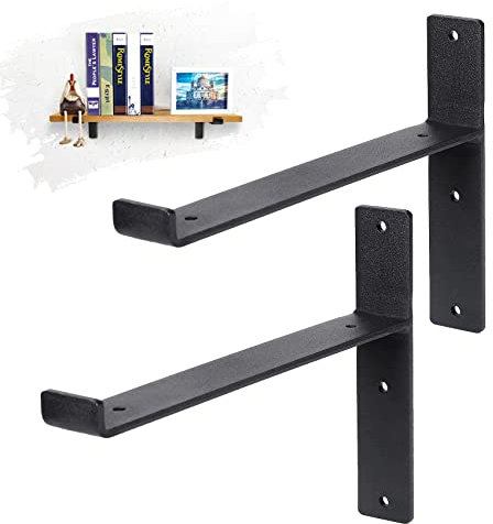 BSHAPPLUS Soporte de Estante en T, 2 Piezas Soporte de Estante de Pared, Soportes de Metal Retro para Trabajo Pesado, Decoración Adecuada para Estante de Almacenamiento de Perchas/Zapatero/Estantería