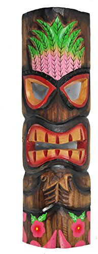 Interlifestyle Tiki Maske aus Holz zum Aufhängen Hawaii Kauai Style Wohnraumdeko Wandmaske