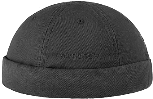 Stetson Ocala Baumwoll Dockercap Herren - Dockermütze aus 100% Baumwolle - Mütze in L (58-59 cm) - Cap in Schwarz - Docker mit UV-Schutz 40