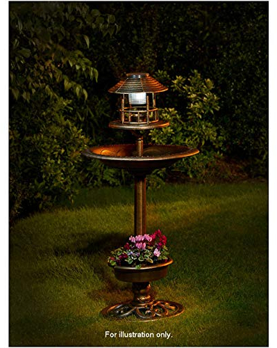 NEW 3 in 1 Bird Bath with Solar Light and Planter Garden Summer Birds Water