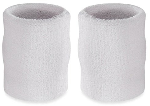 Suddora Arm Sweatbands, Absorbent and Breathable Thick Cotton Bands for Working Out, Gymnastics, Basketball, Tennis, and Football, Multiuse 4-inch Wristbands for Costumes and Cosplay, White