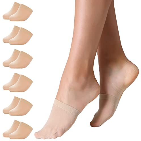 MANZI 6 Pairs Toe Topper Women Socks Half Noshow Seamless Socks(6 Nude, One Size)