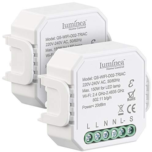 Luminea Home Control Dimmer Led: 2er-Set WLAN-Unterputz-Lichtschalter und -Dimmer, mit App (LED-Lichtschalter, Schalter, LAN)