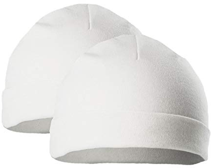 Soft Touch Paquete de 2 Gorros para Bebé Niños y Niñas Gorro de Algodón Recién Nacidos y 0-3 Meses Gris, Azul Cielo, Rosa y Blanco H3, blanco, 0 Month