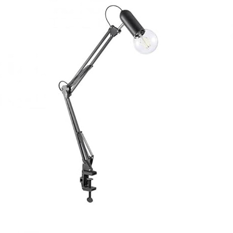 Schreibtischlampe Klemmleuchte schwarz E27, flexibel anbringbar