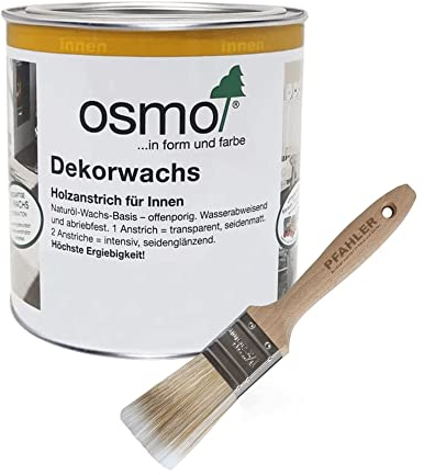 Osmo Dekorwachs Transparent 0,375l (Farblos 3101) + Flächenstreicher Pinsel von Pfahler